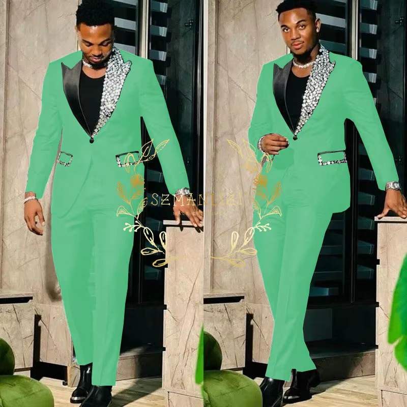 Ensemble veste et pantalon à boutonnage simple pour hommes, blazer à revers Patricia, olympiques noi