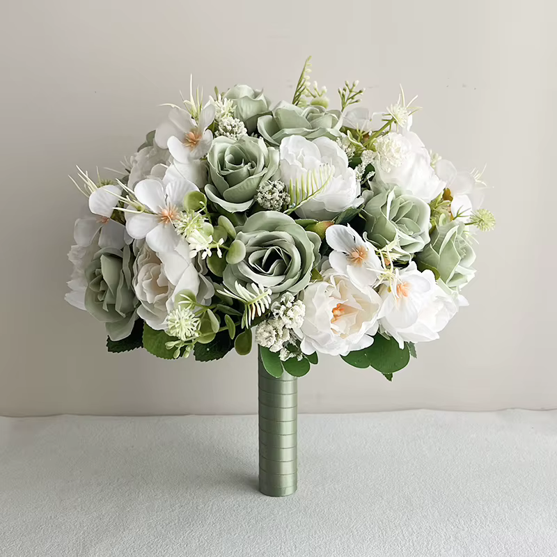 Bouquet de mariée vert sauge, accessoires de mariage, bouquets de demoiselles d'honneur, fournitures