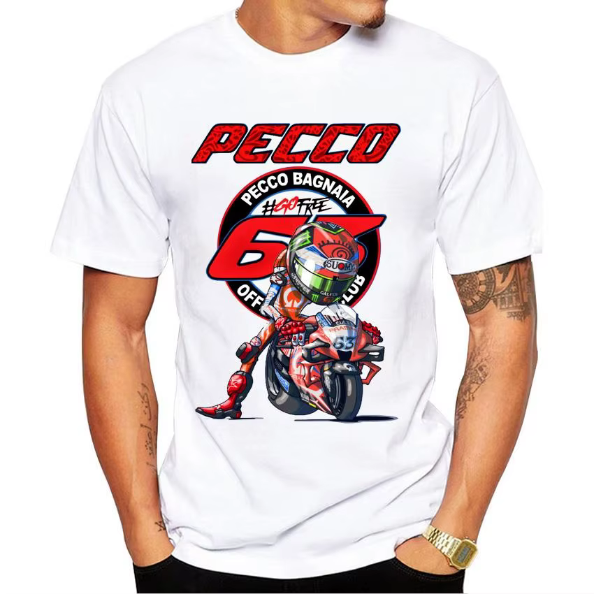 Garçon décontracté t-shirts Harajuku moto Sport blanc T-Shirt Pecco Bagnaia 63 Francesco 2024 Champi
