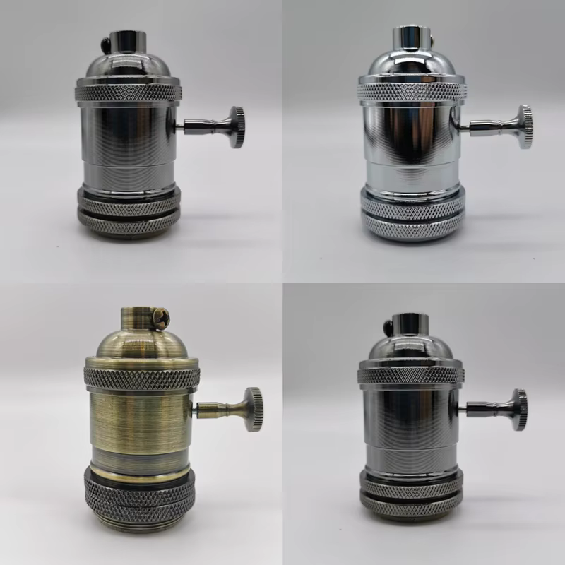 Douille de lampe rétro E27 homologuée UL avec interrupteur à bouton, accessoires d'éclairage, suppor