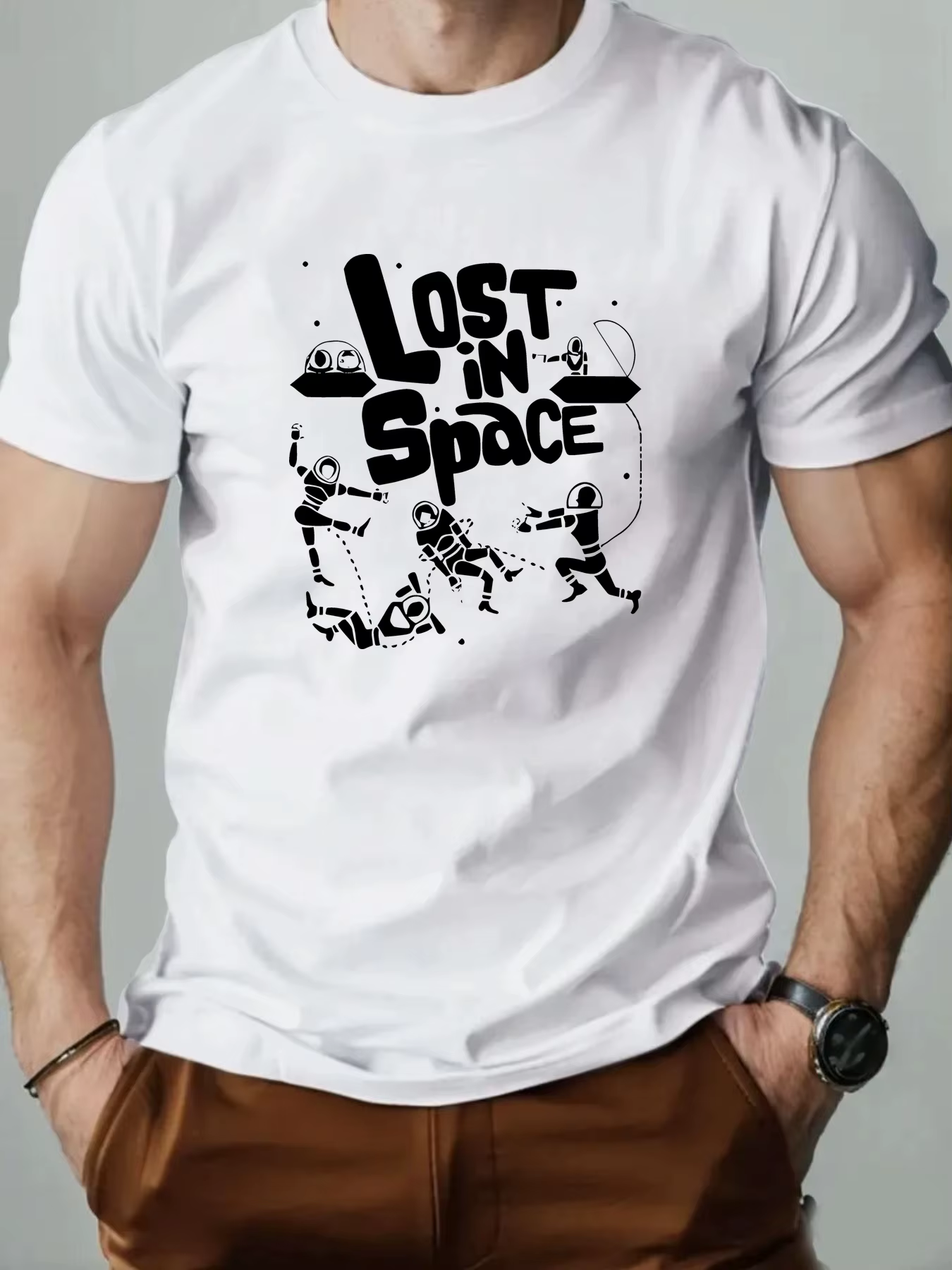 T-shirt homme en coton imprimé Lost in Space – Nouvelle collection 2025 – T-shirt décontracté d'été 