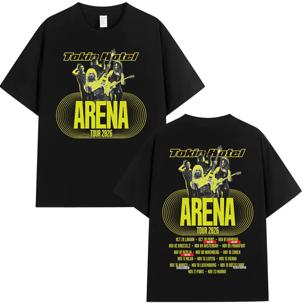 T-shirts de la tournée Arena 2026 du groupe rock Tokio Hotel, t-shirts pour hommes et femmes, mode v