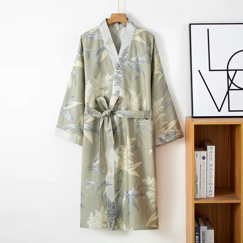Robes pour hommes grande taille en Fiber de bambou avec ceinture, Cardigan de Style à la mode, impre