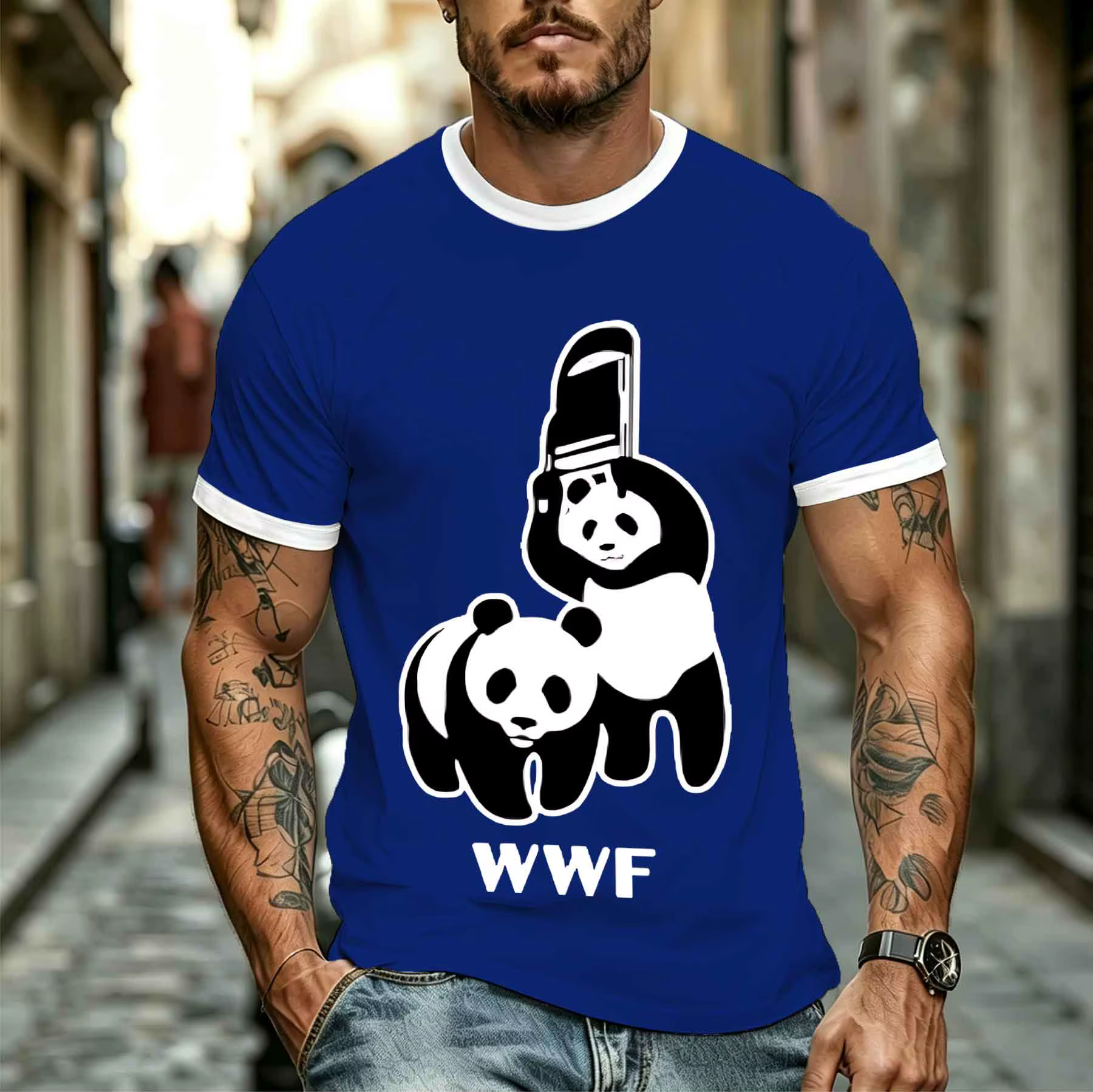 Nouveau modèle 2026 – T-shirt homme élégant et confortable à manches courtes avec imprimé panda amus