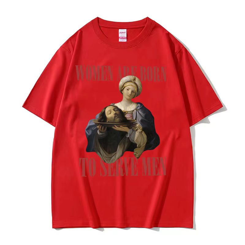 Femmes nées pour servir drôle Meme T-shirt à la mode féministe Renaissance peinture T-shirt décontra
