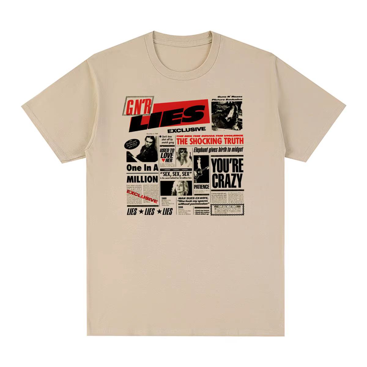 T-shirt Guns N Rose Rock N Roll pour hommes et femmes, en coton, vintage, groupe de musique