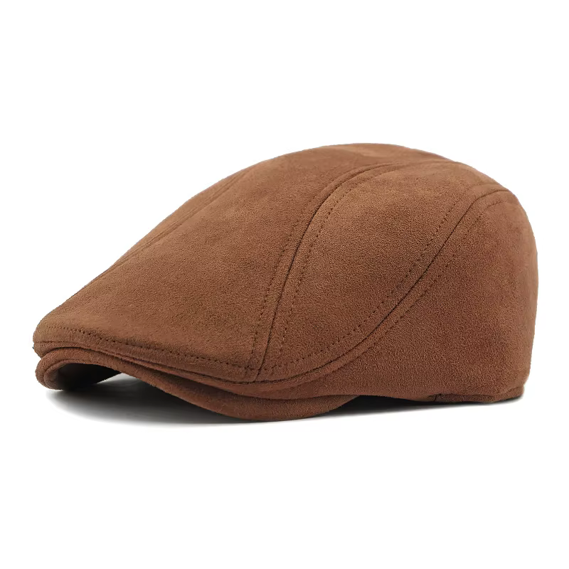 Bérets en daim pour hommes et femmes, casquette plate à chevrons, chapeau de peintre d'artiste class