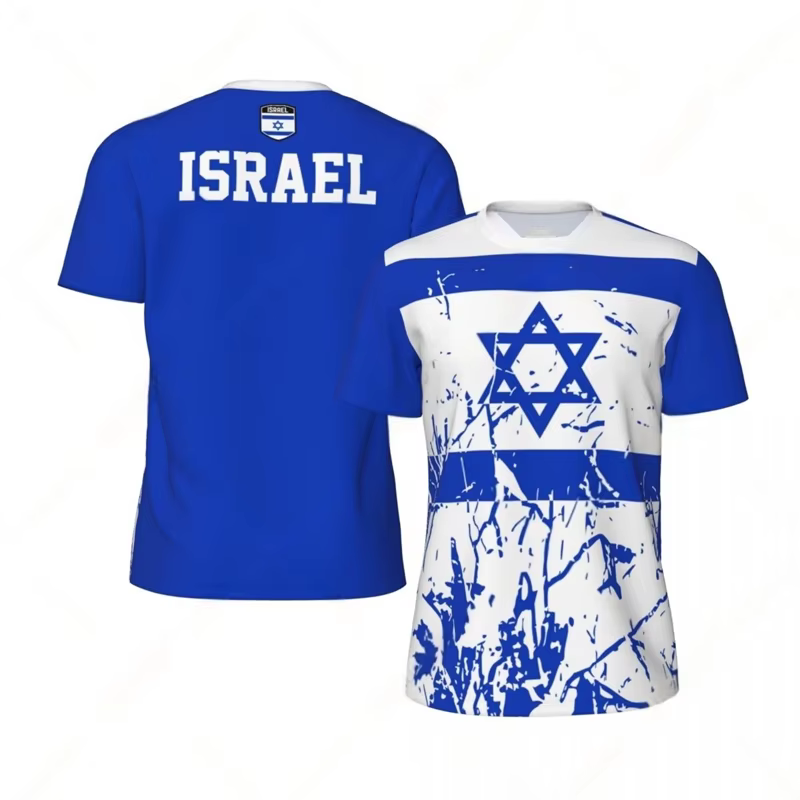 Mode Israël Drapeau Graphique Football T-shirts Pour Hommes Tendance D'été 3D Emblème National Impri