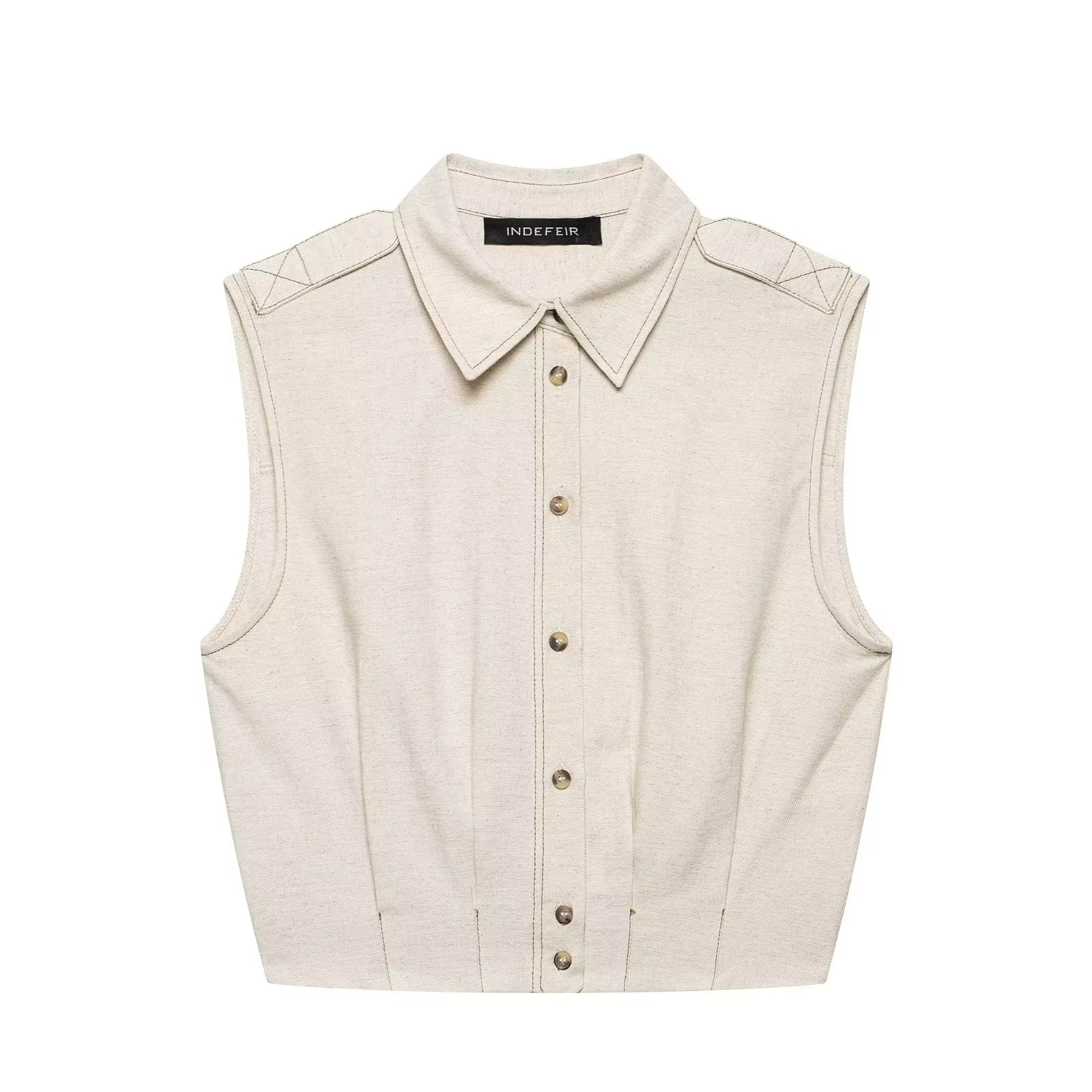 Ensemble deux pièces en lin pour femme HH Fashion 2026 : Haut sans manches à simple boutonnage + Jup