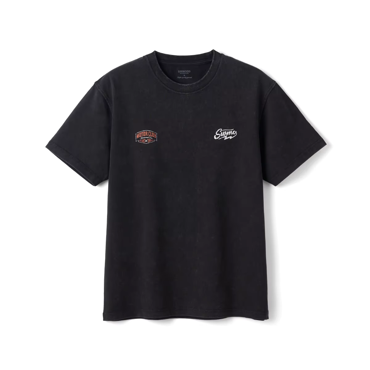 SIMWOOD 2026 Nouveauté Été T-shirts Moto Vintage Lavés Imprimés Logo Homme Grande Taille Hauts de Qu