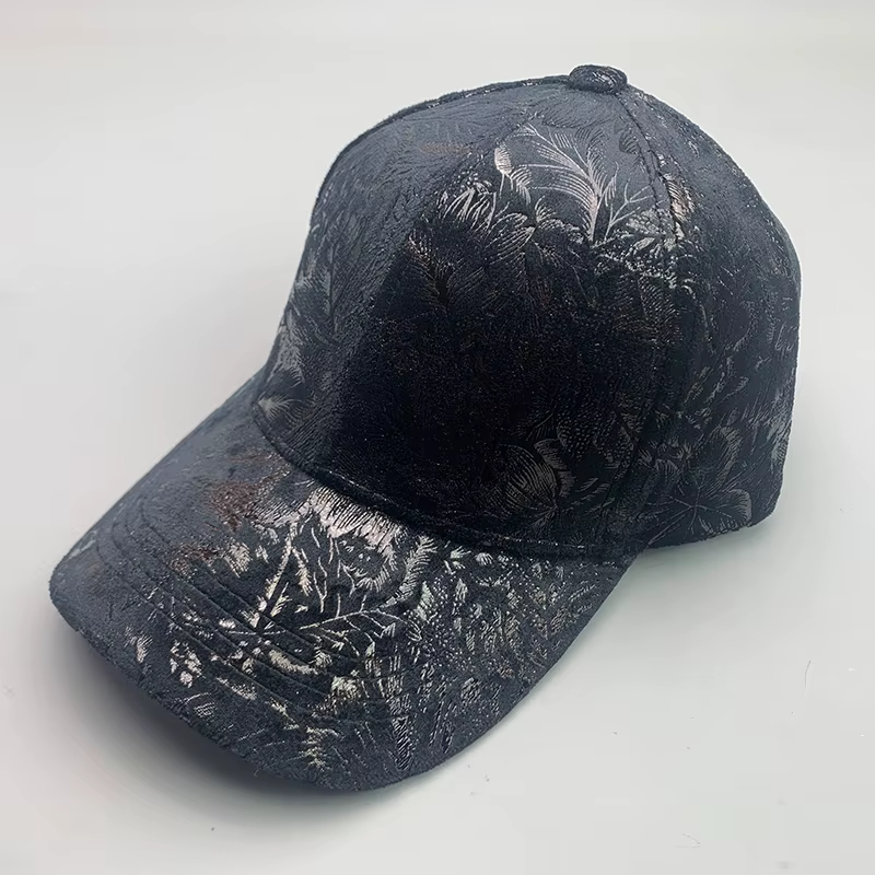 Nouvelles casquettes de baseball élégantes en cuir végétalien à motif floral, streetwear pour hommes