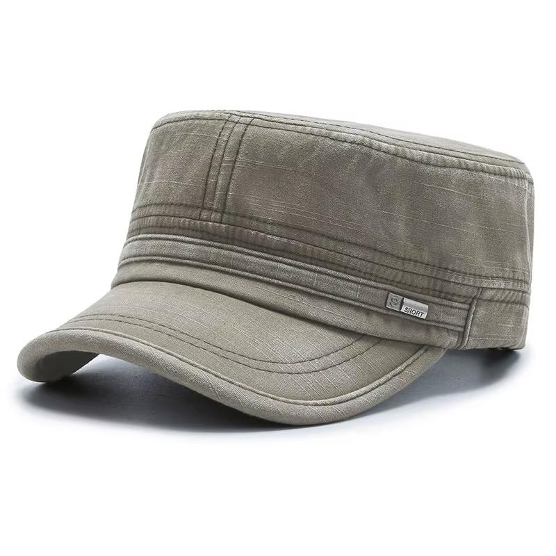 Casquette militaire plate en coton lavé pour hommes et femmes, casquette de l'armée des cadets, chap
