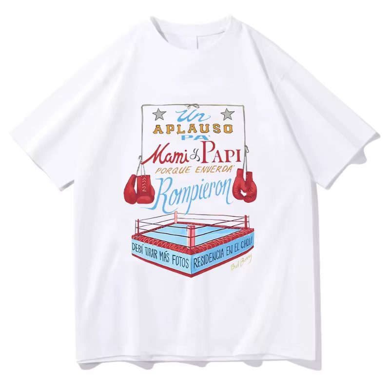 Bad Bunny DTMF Merch boxe T-Shirt hommes/femmes T-Shirt esthétique unisexe haute qualité coton t-shi