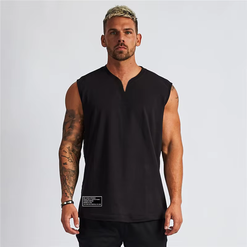 Gilets d'été en coton à col en v pour hommes, T-Shirts sans manches, Cool et respirants, débardeurs 