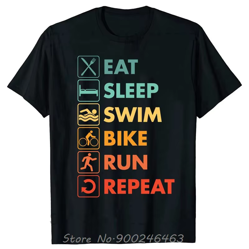 Nouveauté natation vélo course Triathlon T-shirt graphique coton Streetwear à manches courtes cadeau