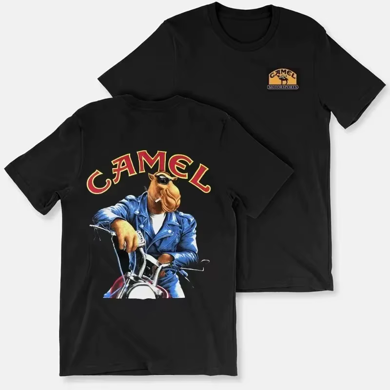 T-shirt Rétro 2026 Camel Cigarettes en Coton Vintage à Manches Courtes, Style Décontracté Streetwear