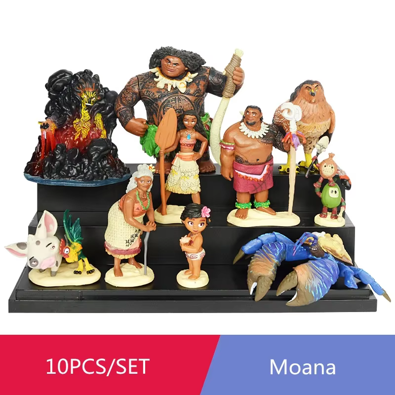 Lot de 10 figurines d'action en PVC de la légende de Moana, princesse de dessin animé, Vaiana, Maui,