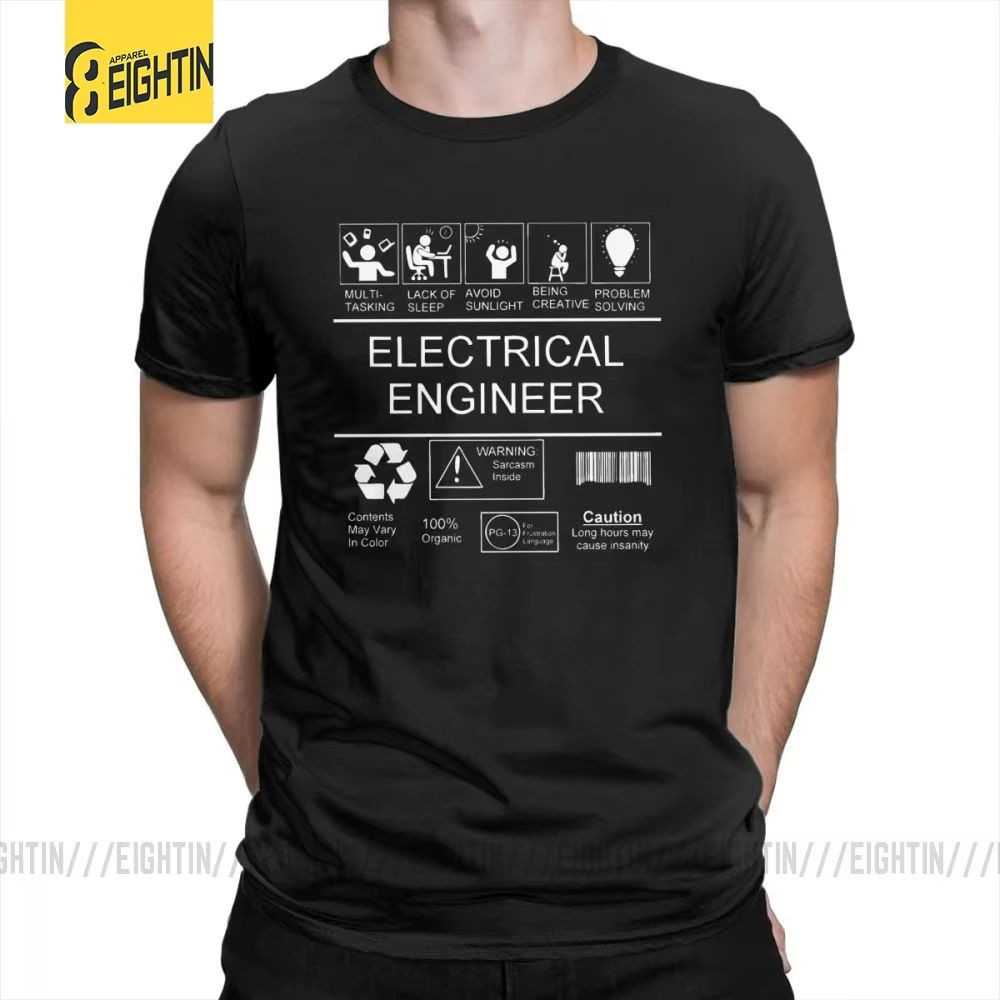 Electrical AtlanClassic-T-shirt à manches courtes en pur coton pour homme, humour, amusant, col rond