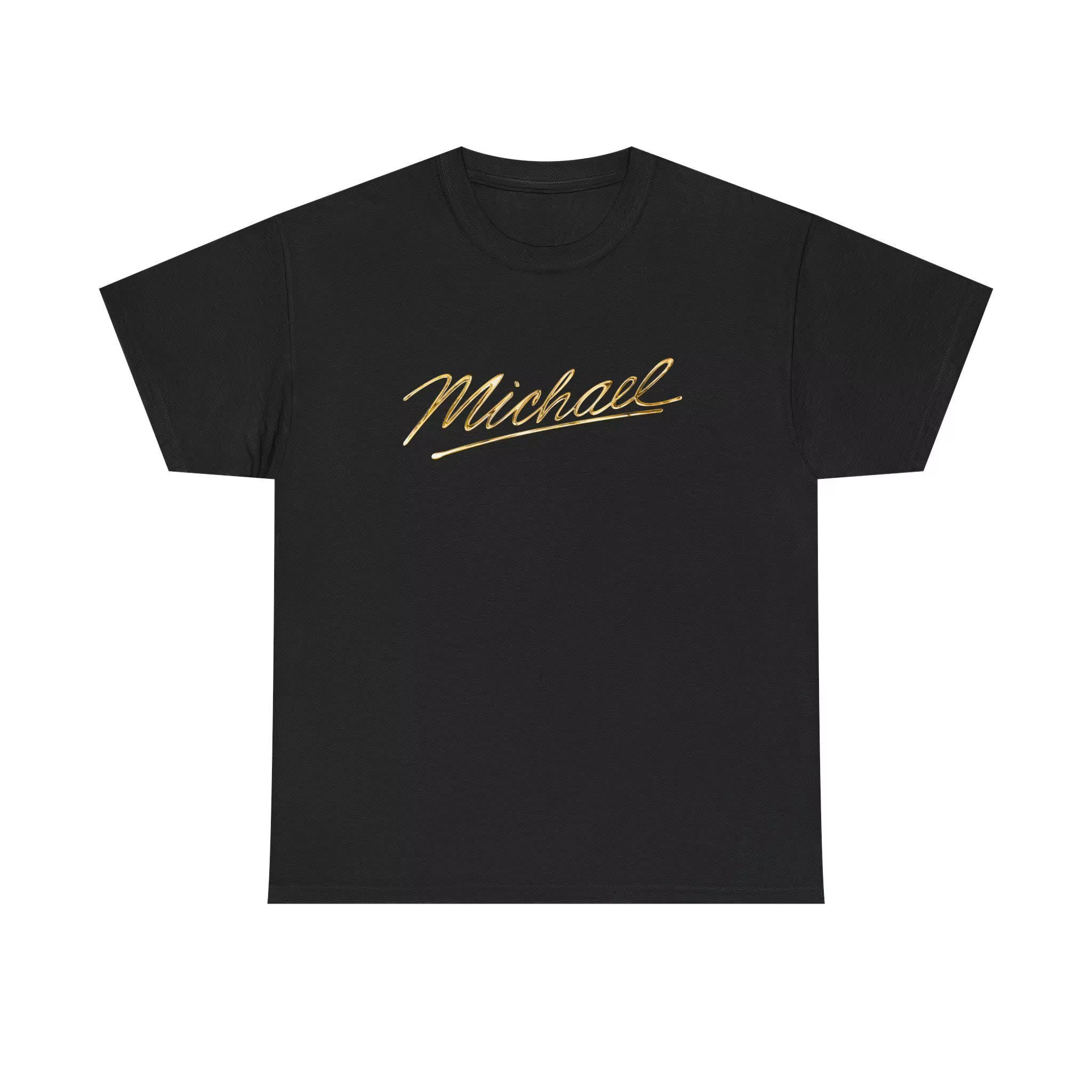 T-shirt unisexe en coton 100% avec motif signature dorée Michael Jackson, nouvelle collection 2026, 