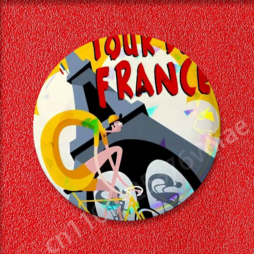 Badges laser de vélo Tour de France, broches de dessin animé, idéales pour vêtements, sacs à dos, ac