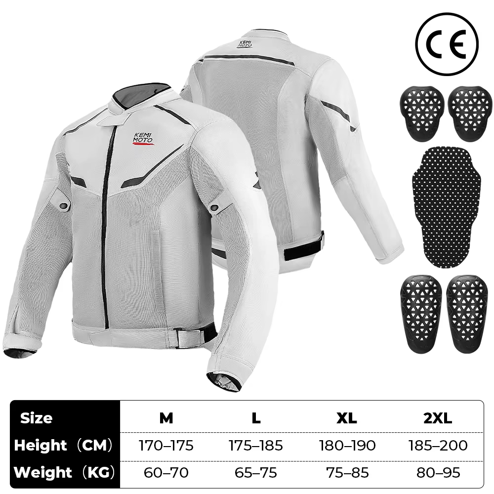 Veste de moto homme pour riding avec protections CE integrees conception respirante ete doublure sou