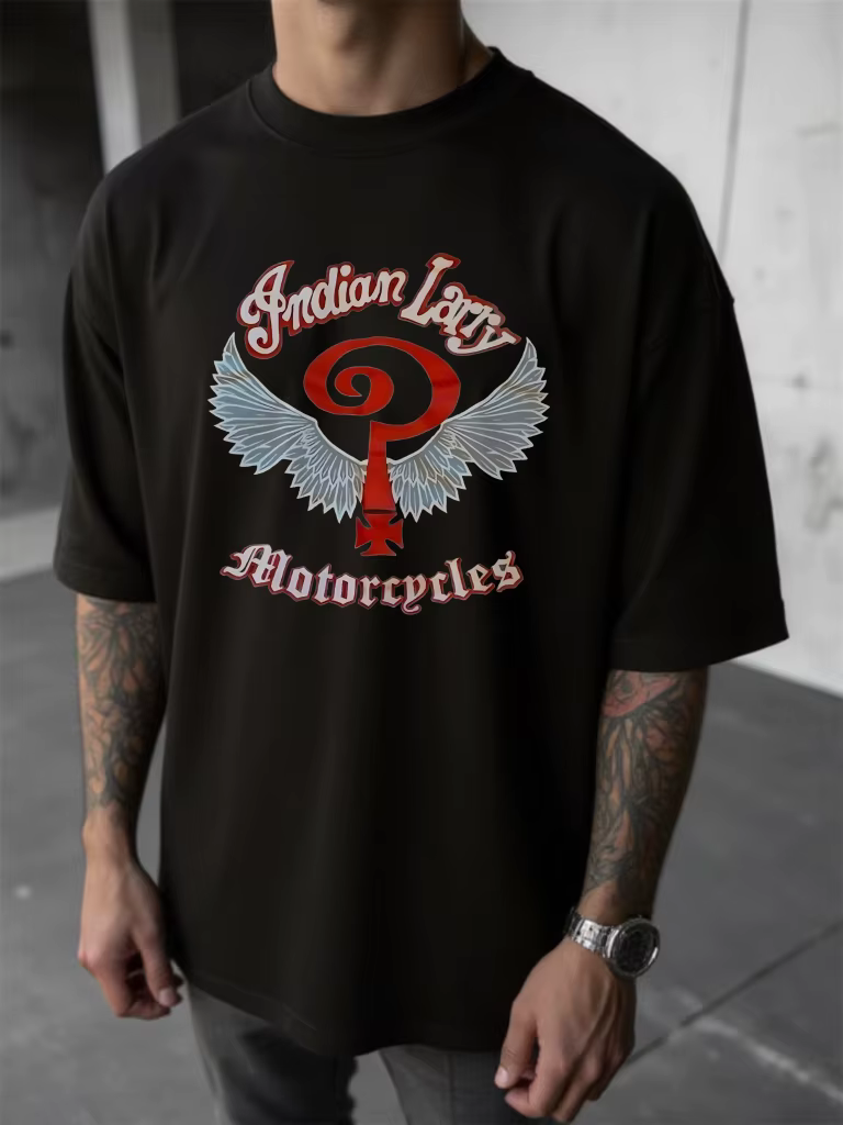 T-shirt avec logo Indian Larry Motorcycles Wingspan imprimé, adapté au sport