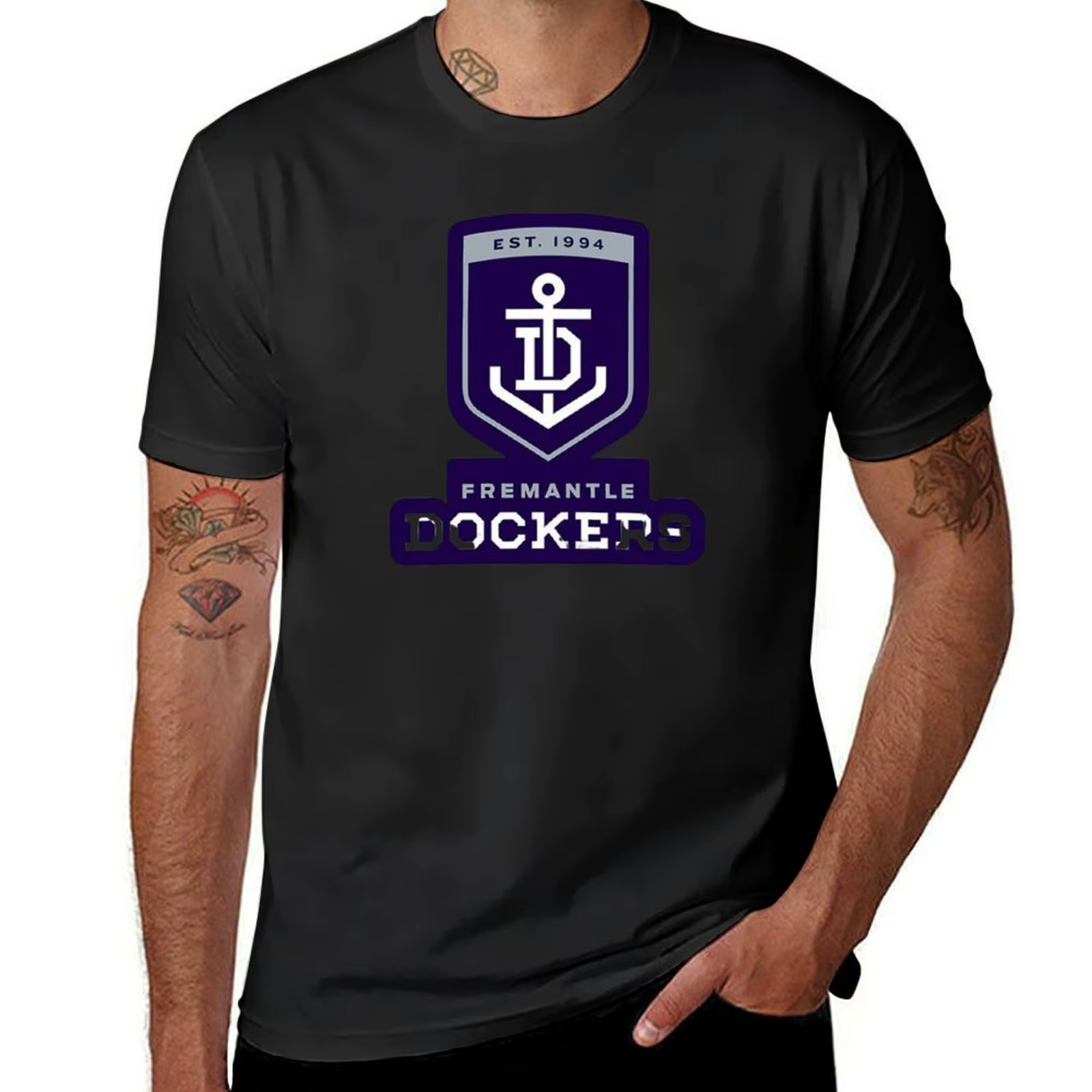 T-shirt graphique Fremantle Dockers AFL Mask pour hommes, surdimensionné, sublime, hip hop, été, méd