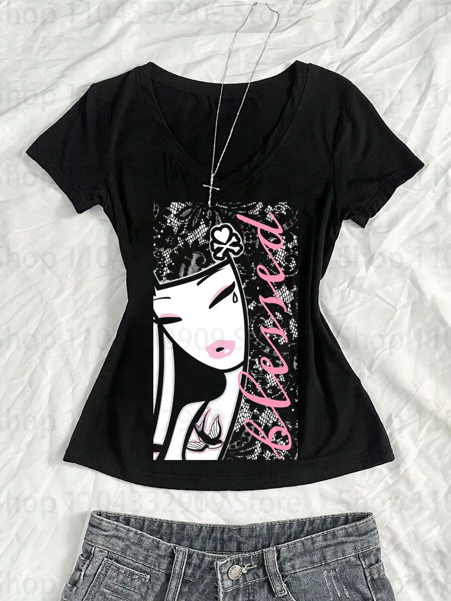 Vêtements grunge, haut Y2k, Harajuku, style trashy, hauts Y2k des années 2000, t-shirts pour femmes,
