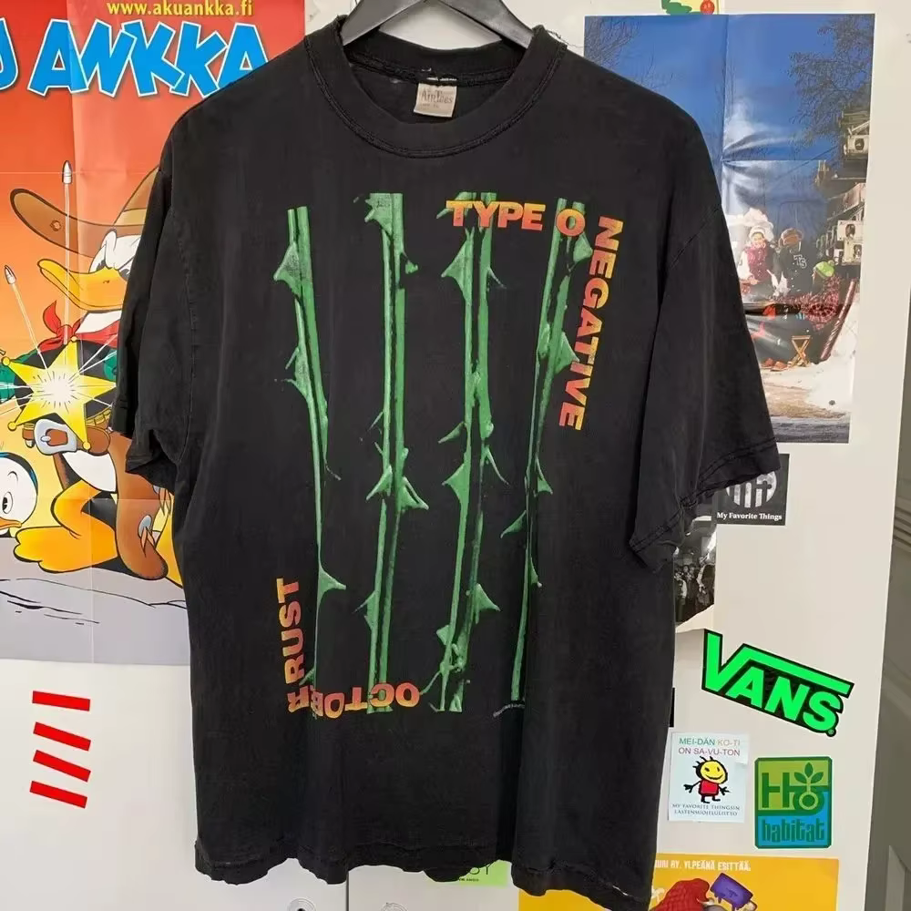 T-shirt unisexe noir à manches courtes style basique Type O Negative Band, coupe oversize Y2K, taill