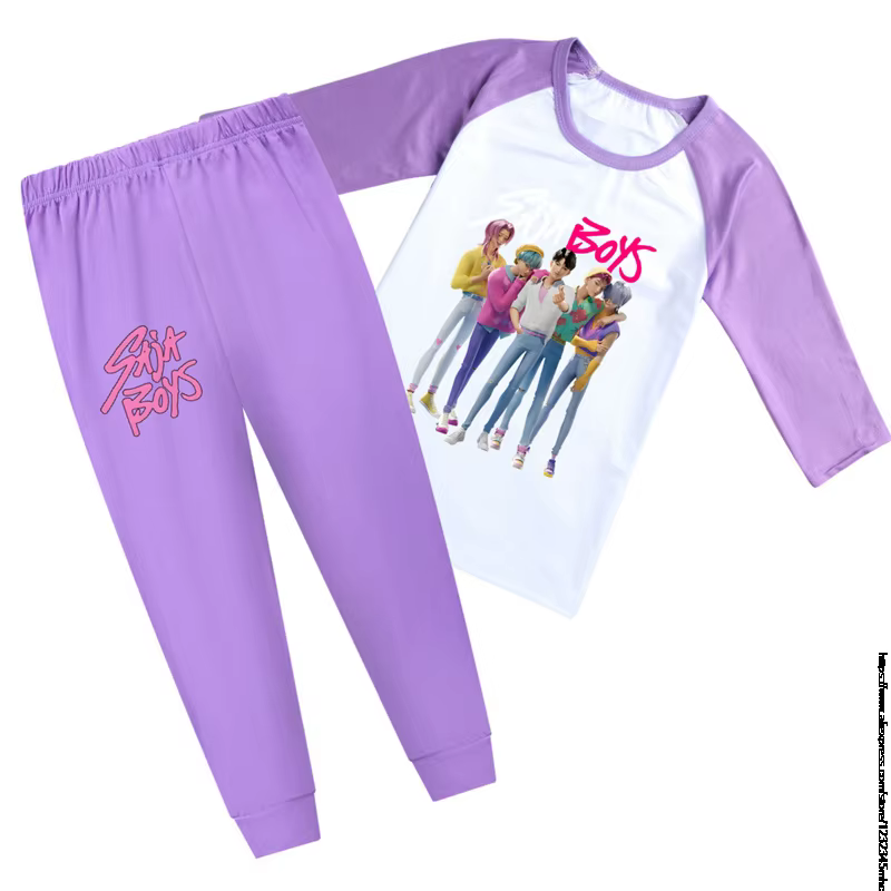 Vêtements de maison pour enfants KPop Demon Hunters Saja, pyjamas pour garçons et filles, sous-vêtem