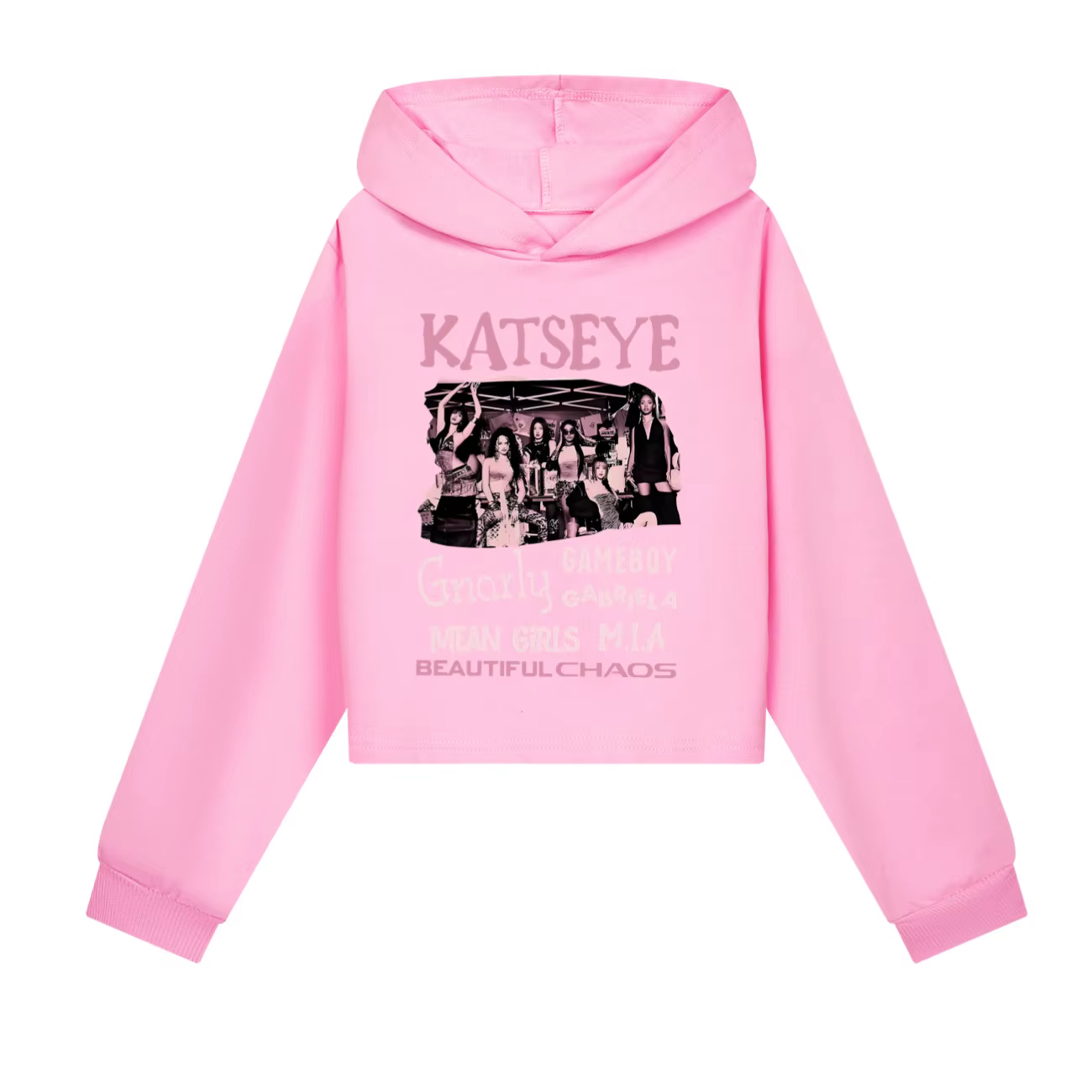 KATSEYE Ensemble sweat à capuche court pour filles, tenue 2 pièces, sweat-shirt court avec pantalon,