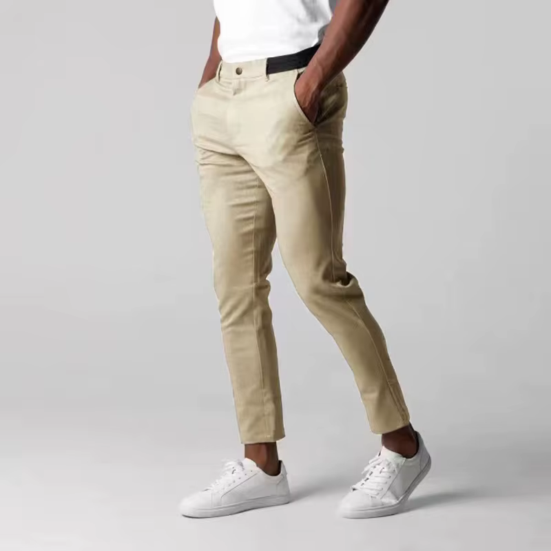 Pantalon de costume décontracté pour hommes, en coton, respirant, taille élastique, couleur unie, Sl