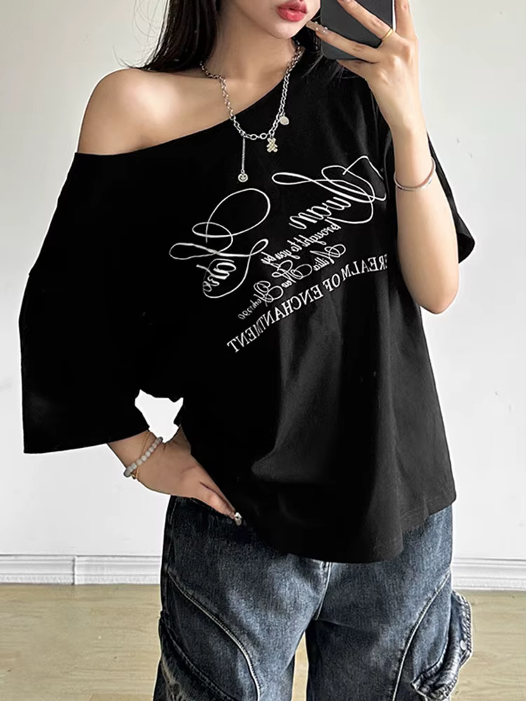Décontracté Relax femme T-shirt lettre 2025 femmes chaud nouveau polyvalent rue atmosphère Style à l