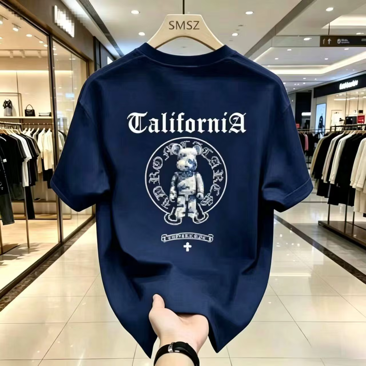 T-shirt unisexe Bear 2026 de marque de luxe à imprimé graphique, col rond, en coton, vêtement décont