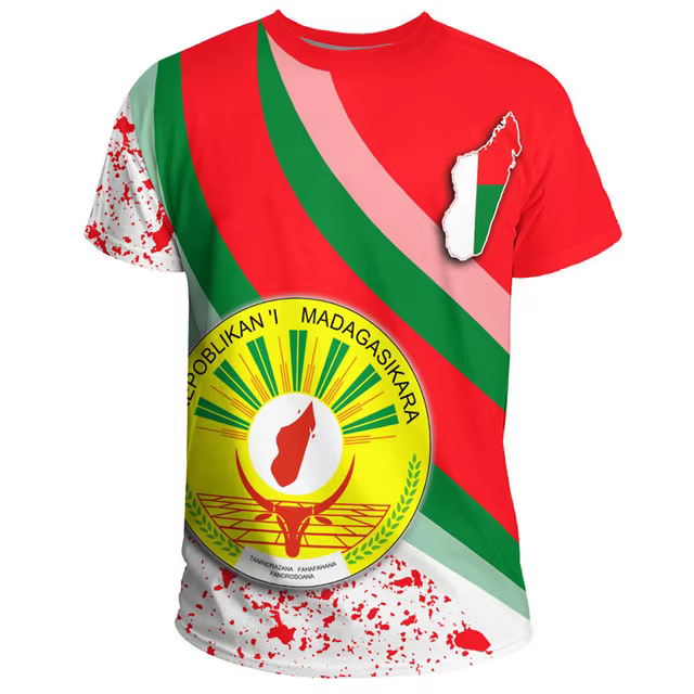 Nouveau drapeau de Madagascar graphique impression 3D T-shirts emblème national de Madagascar hauts 