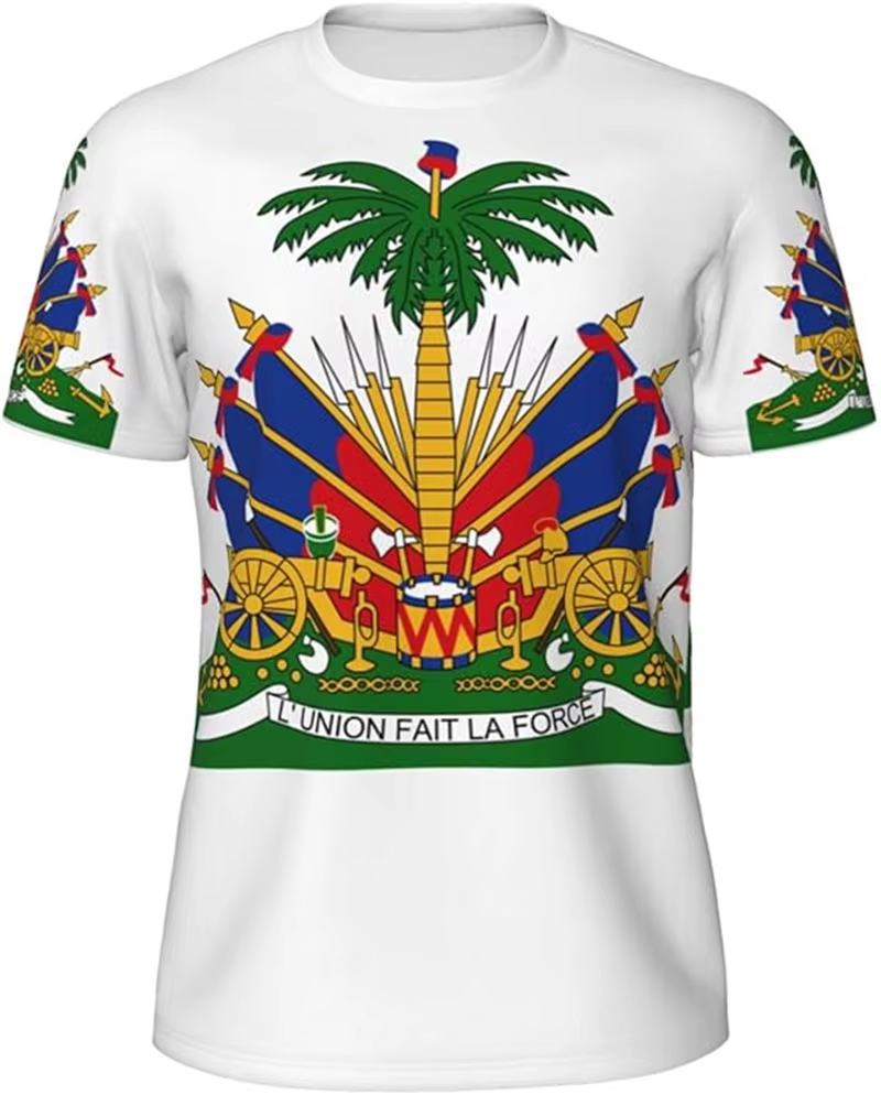 T-shirt drapeau haïtien pour hommes, impression 3D, symbole de l'emblème d'haïti, Vintage, mode d'ét