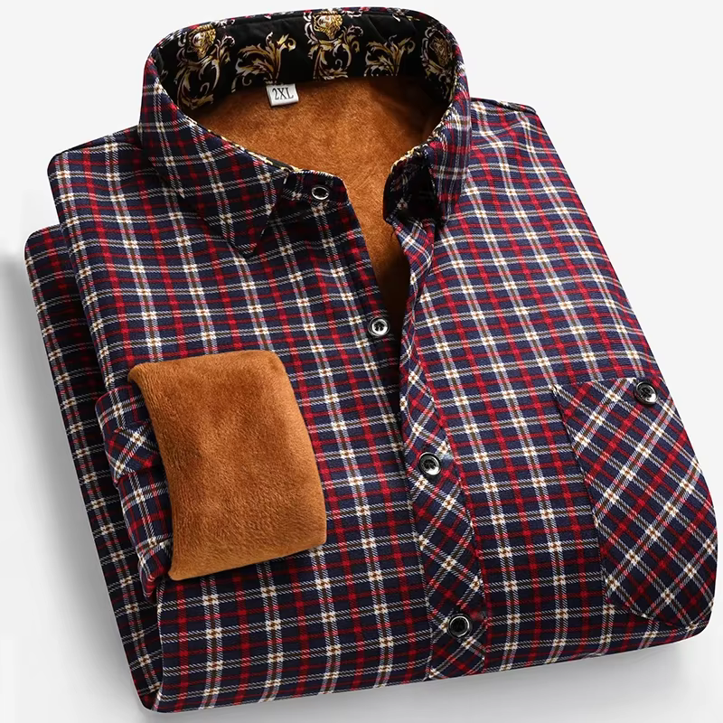 Chemise à manches longues doublée polaire pour hommes, haut polyvalent, décontracté, à la mode, conf
