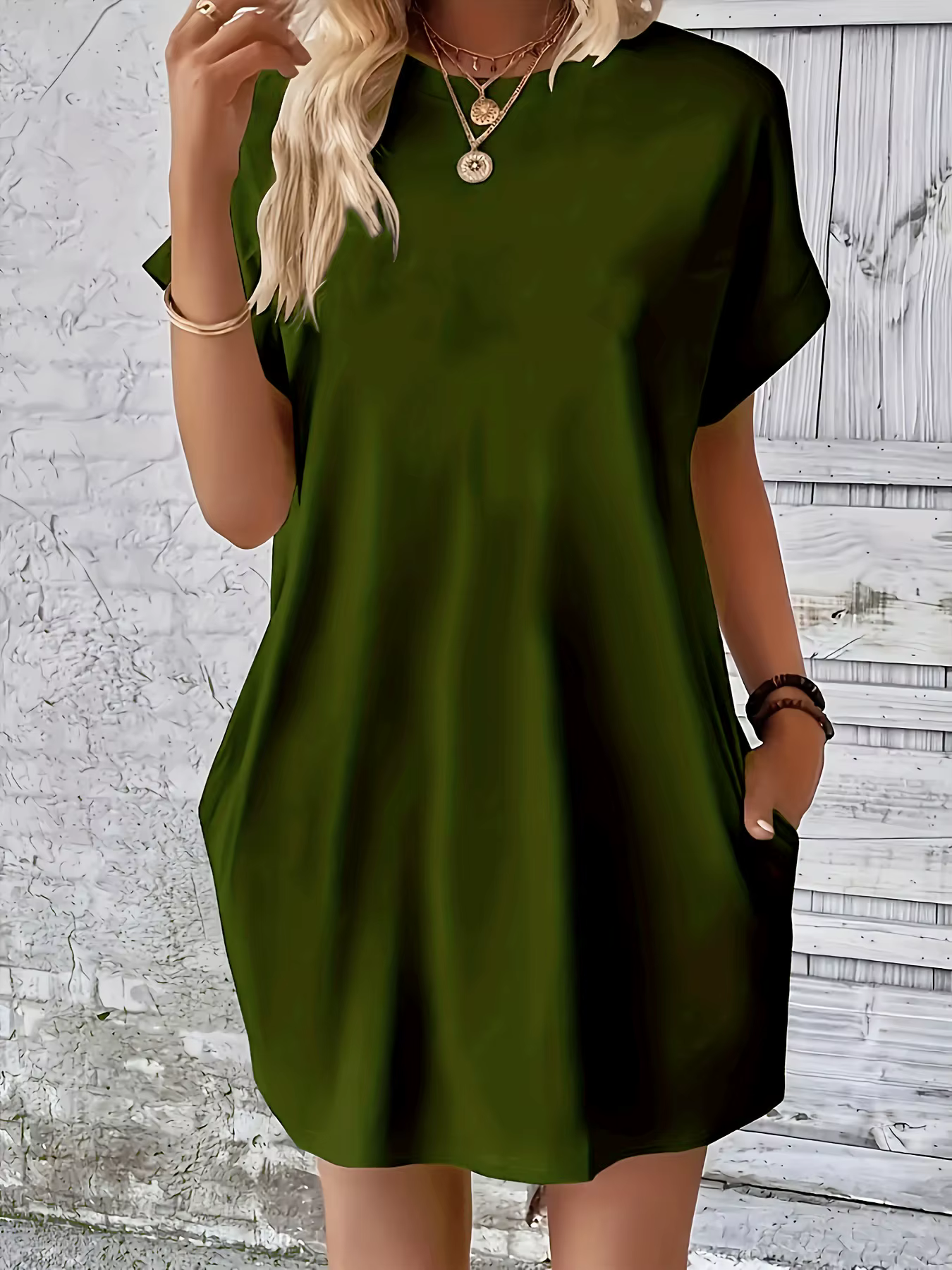 Robe d'été à manches courtes et col rond pour femmes, imprimée de lettres distribuées, poches, confo