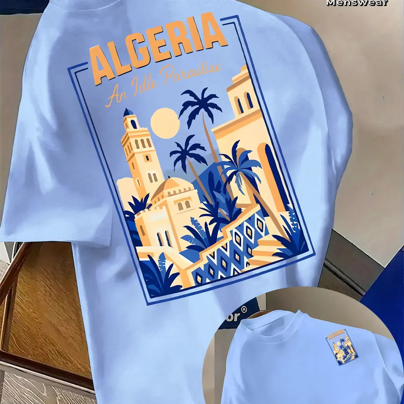 T-shirt pour homme Algerian Travel, motif rétro, style urbain, « A Idle Paradise »