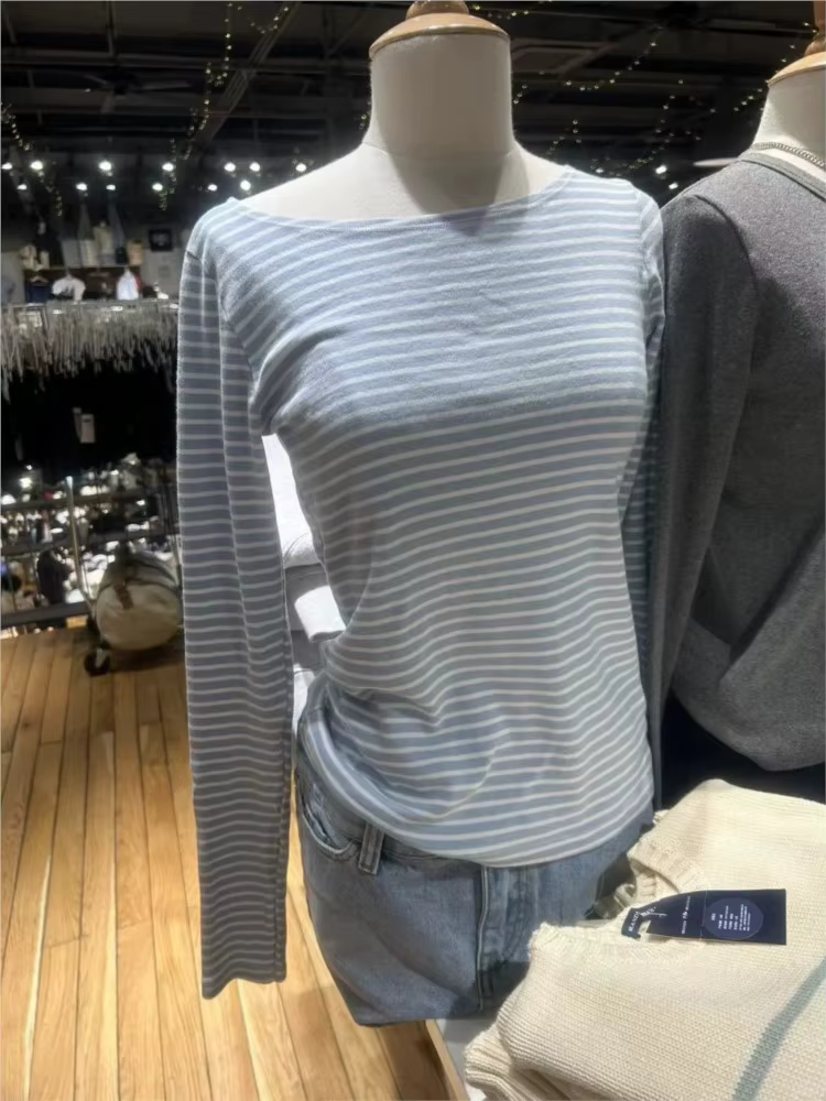 T-shirt à manches longues et col rond pour femme, en coton doux, décontracté, américain, Streetwear,