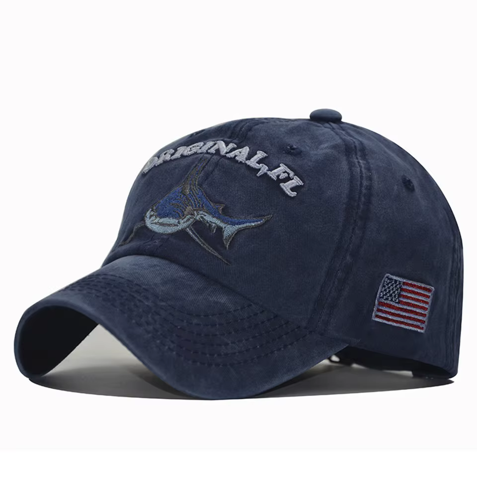2025 nouvelle haute qualité lavage coton drapeau américain requin hommes casquette de Baseball femme