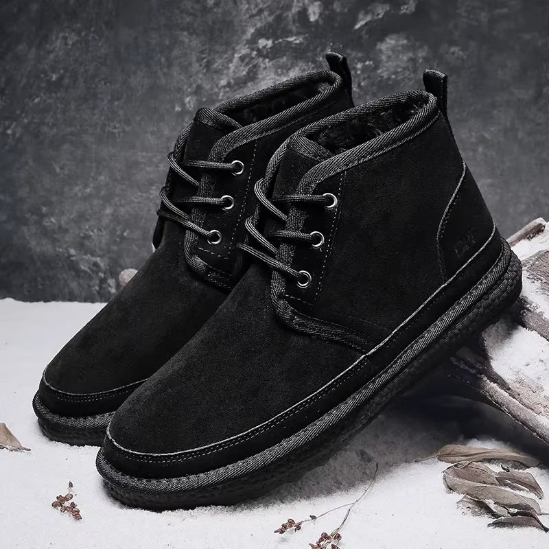 Hiver hommes chaussures chaud fourrure bottes de neige imperméable daim fourrure cuir cheville Chels