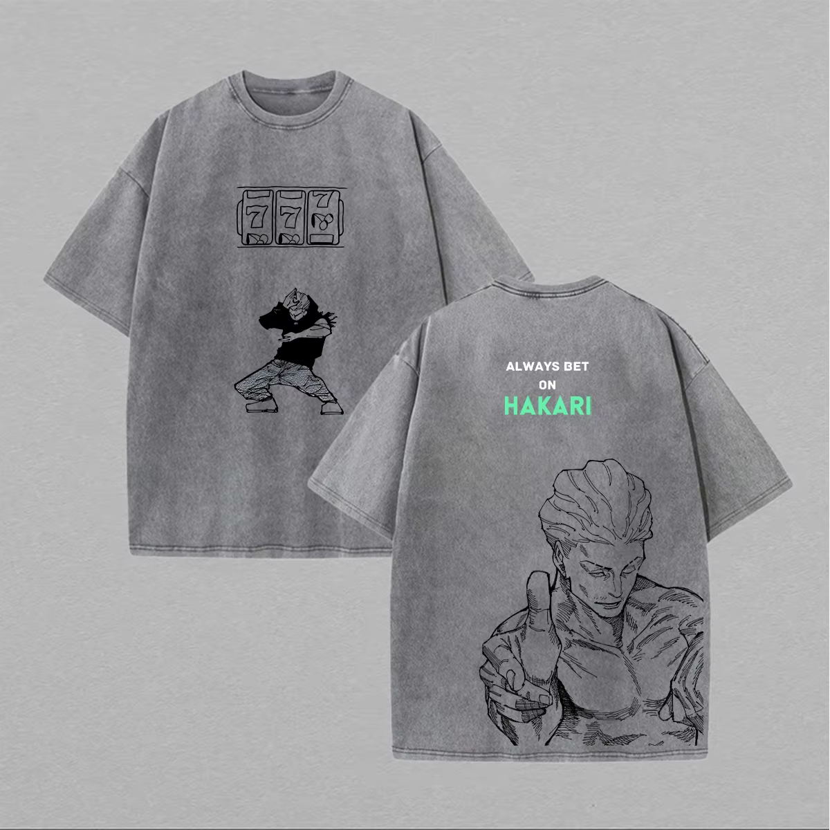 T-shirt imprimé Jujutsu Kaisen Anime Hakari Kinji, T-shirt oversize délavé pour hommes et femmes, vê
