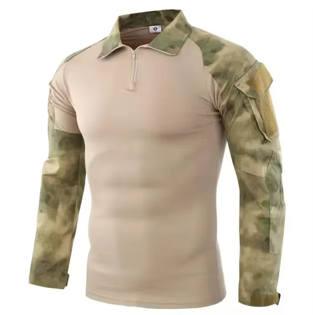 T-shirts tactiques de randonnée pour hommes, vêtements de chasse, chemise de camouflage à manches lo