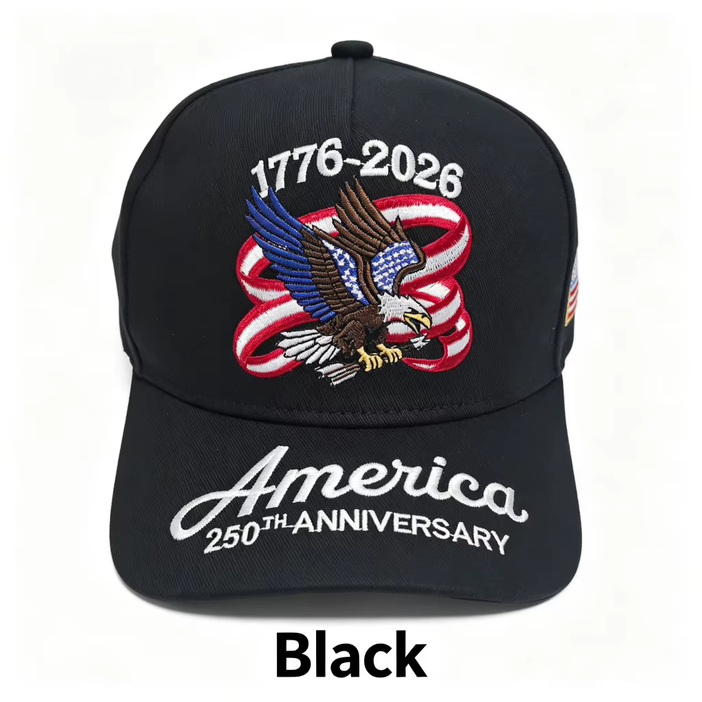 Casquette de baseball brodée Aigle et Drapeau, 250e anniversaire de l'Amérique 1776-2026, avec patch