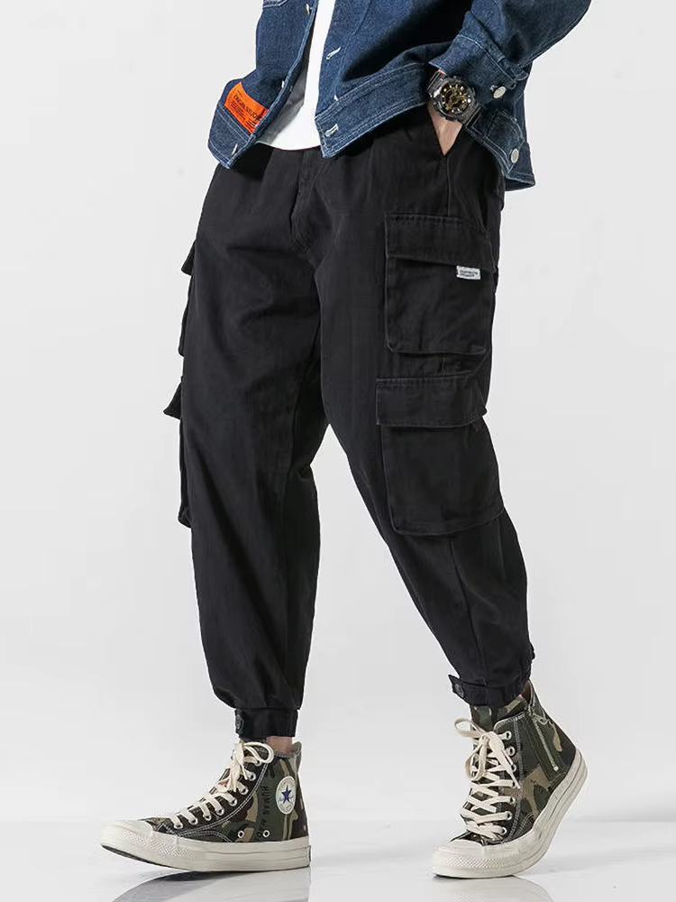 Pantalon cargo jogger streetwear coréen pour homme, coupe ample décontractée, longueur cheville, sty