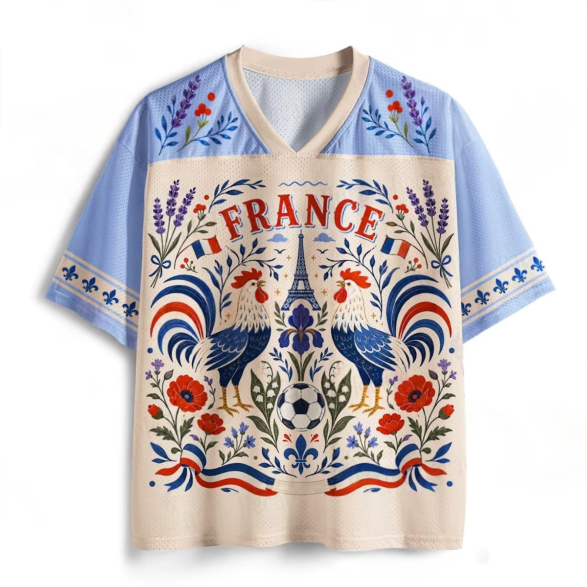 T-shirt de sport décontracté pour hommes et femmes, motif Tour Eiffel et coq français, imprimé 3D, r