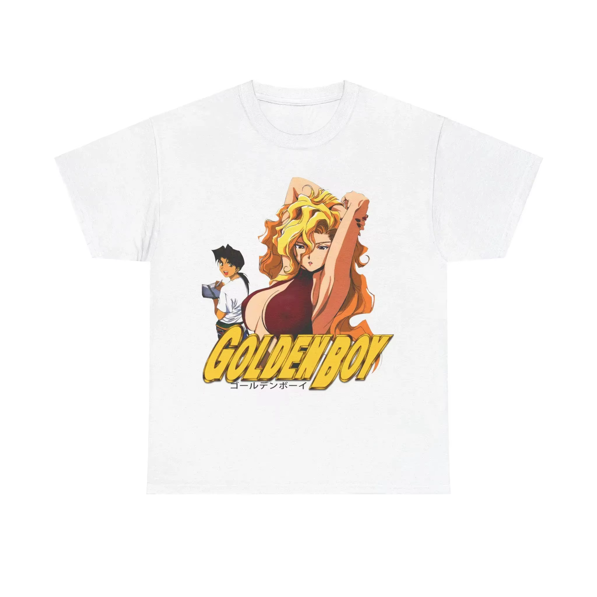 T-shirt graphique vintage anime japonais Golden Boy Oe Kintaro Rio avec lettres dorées en caractères