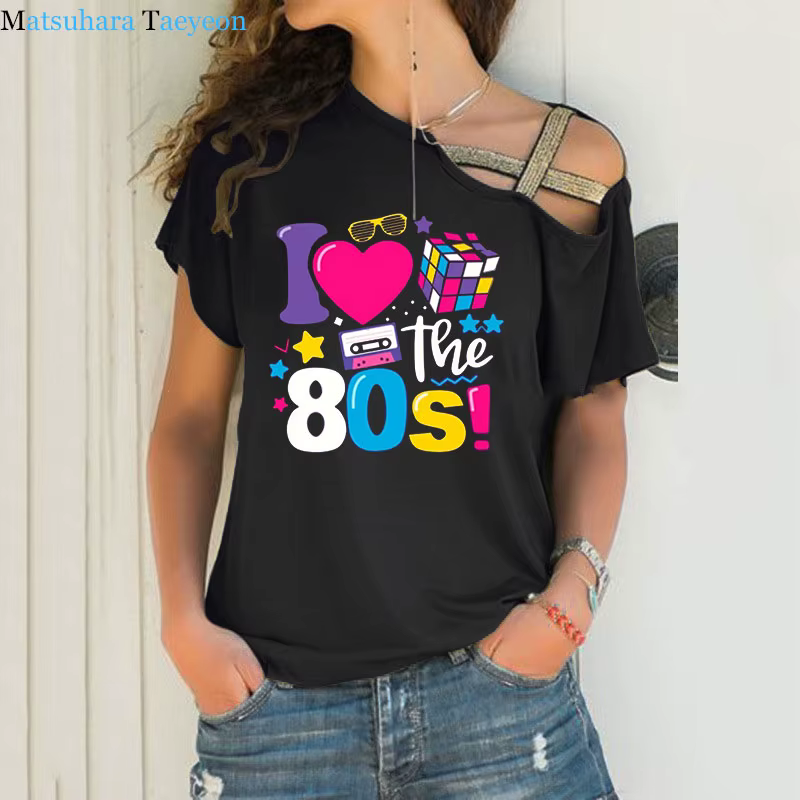 J'aime les 80 t-shirt pour les femmes fête drôle Vintage t-shirts meilleur cadeau hauts et t-shirts 
