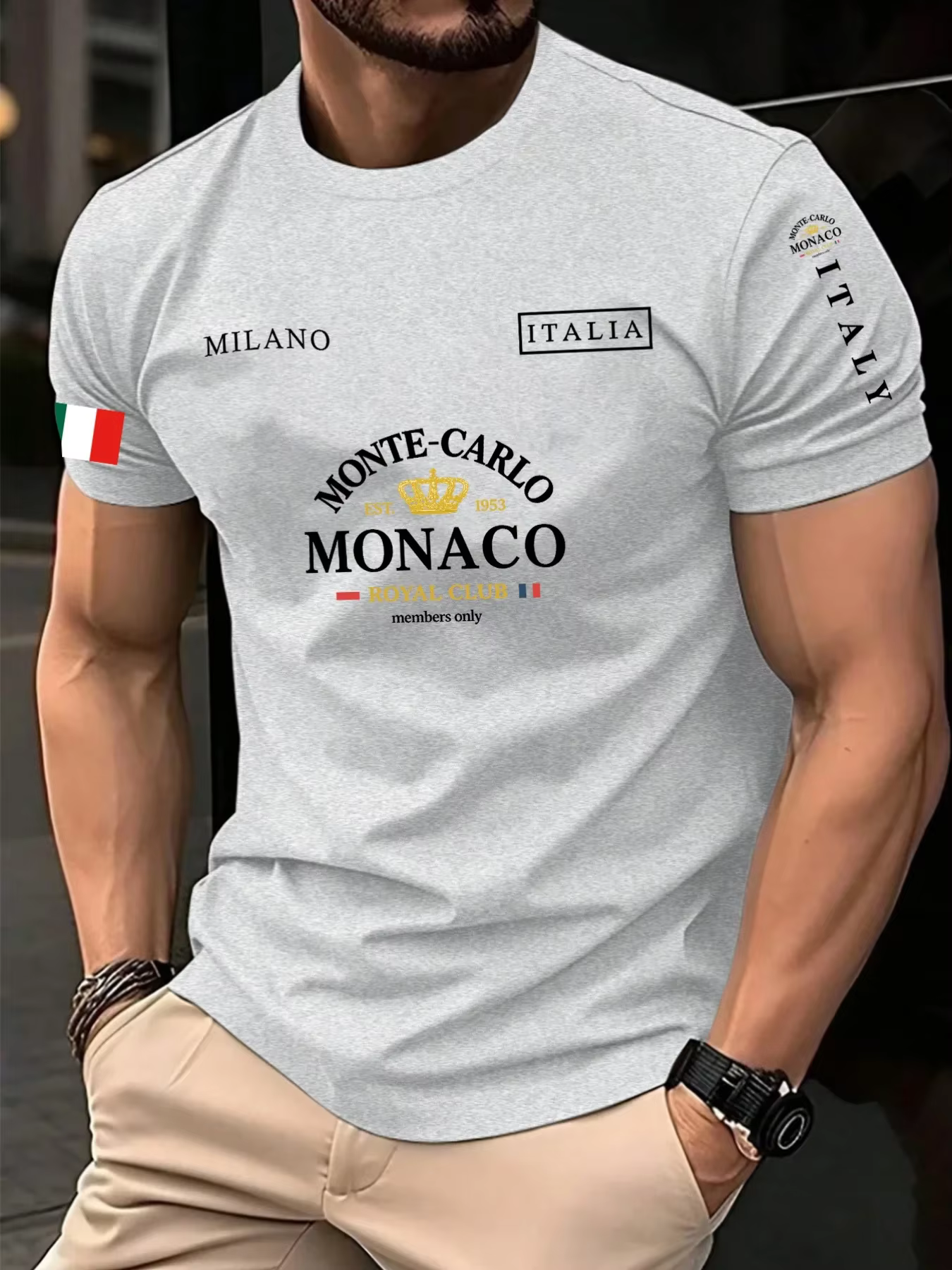T-shirt unisexe en coton 100 % à imprimé drapeau de Monaco, best-seller - Coupe décontractée ample, 